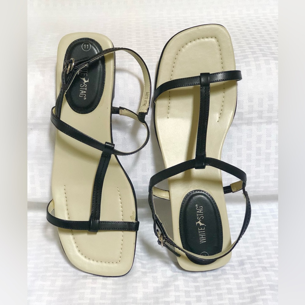 White Stag Suzette Black Sandals with original box, Excellent Condition